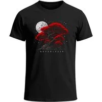 Neverless Print-Shirt Herren T-Shirt Bonsai Baum Grafik Print Natur Illustration Ruhe mit Print
