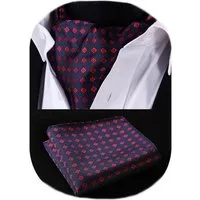 LuxusKollektion Krawatte Krawattenschal Herren Ascot Z01 Marineblau & Rot Einheitsgröße