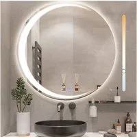 Nettlife Badspiegel led rund mit beleuchtung ablage Modern 50/60/70/80cm Dimmer (LED-Beleuchtung), Spiegel mit Entfogger Funktion