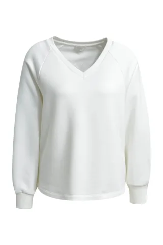 Milano Italy - raglan V-neck sweatshirt 1/1 sleeve offwhite - Gr. - M
