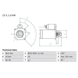 Bosch Anlasser 1,4 kW Ford Cougar Escort Focus Mondeo Tourneo Transit
