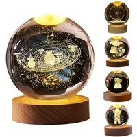 VIVIHEYDAY LED Dekolicht 3D Kristallkugel Nachtlicht, K9 Kristall Mini Planeten Modell Wissenschaft Astronomie Lernen Bildung, Geschenk für Kinder Freunde Paar Geburtstag Festival