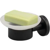 bremermann Seifenschale Bad-Serie PIAZZA BLACK - aus Glas und Edelstahl, schwarz, Breite: 11 cm, 1-St.