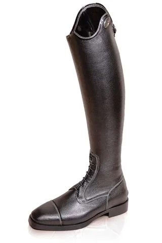 Reitstiefel DN Salentino 02  Quick Black geschnürt m. Lack-Stulpe, schwarze Nähte