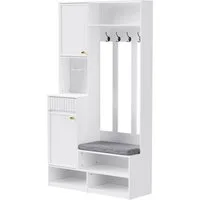 i@home Garderoben-Set Komplett-Set garderobe mit Sitzbank, Haken, Türen, Schubladen, mit 4 Haken, Weiß/Schwarz