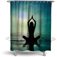 RAHMENLOS® Duschvorhang Motiv Relax Yoga - 180 cm x 200 cm Breite 180 cm