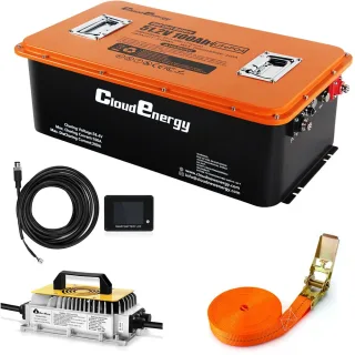 [EU Direct] Cloudenergy 48V 100Ah 5120WH LiFePO4 Battery Golf Cart Power Battery, Built-in 200A BMS, 6000+ Cycles Lithiu