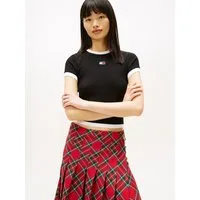 Tommy Jeans Kurzarmshirt TJW SLIM SH BADGE SS RIB EXT in gerippter Struktur