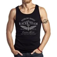 GASOLINE BANDIT® Tanktop für Hot Rod Biker Racer Motorrad Fans: Racer Team grau