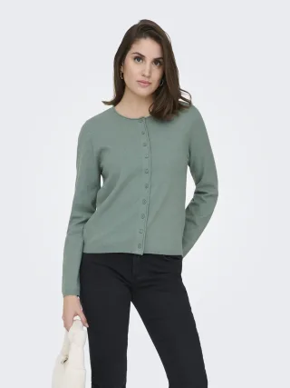 ONLY - ONLLOYAL LS O-NECK BUTTON CARDI KNT NOOS Chinois Green - Gr. - L
