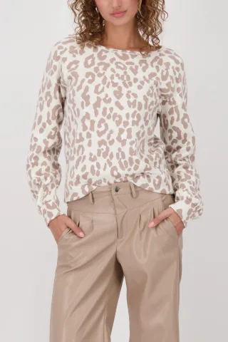 monari - Pullover mit Leopardenmuster truffle gemustert - Gr. - 40