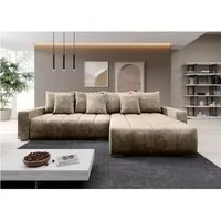 Muffo Ecksofa PIANO, elegante vertikale Nähte, Bettzeugablage, Schlaffunktion 234x137, Lose Rückenkissen
