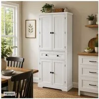 HTI-Living Hochschrank Buffetschrank Thekla Landhausstil Weiß (Stück, 1-St., 1 Küchenschrank)