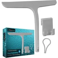 Blumbach Duschabzieher - Silikon Abzieher mit Edelstahlkern, elastisches Wischblatt 28 cm, (Abzieher Dusche mit 2 Halterungen), Premium Duschabzieher 28 cm