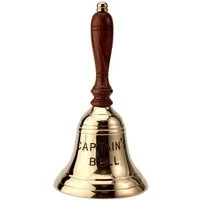 NKlaus Dekofigur 21cm Tischglocke Captain's Bell aus Messing graviert Handglocke mit Ho, Made in Germany
