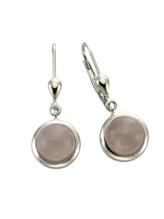 Zeeme Gemstones Ohrringe Silber 925 mit echtem Rosenquarz 8mm