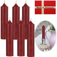 LS-LebenStil Tafelkerze Exklusive Stabkerzen Ribe Rustik 6´er Set Bordeauxrot 11x2,2cm Made in (Spitzkerzen Tafelkerzen für die perfekte Tischdeko Hochzeit Taufe Advent Weihnachten Unparfümiert, 6-tlg)