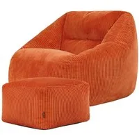 icon Sitzsack Riesen Sessel aus Cord Flauschig „Natalia" mit Hocker (Spar-Set, 1 x Sitzsack-Sessel, 1 x Fußhocker), Sitzsack XXL, Made in Germany, für Erwachsene & Kinder, für Wohnzimmer