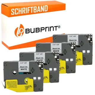 Bubprint 4x Schriftband kompatibel für Brother TZe231 TZe-231 schwarz/weiß 12mm 8m