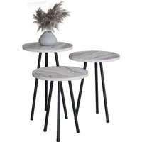 VCM Couchtisch 3 tlg. Holz Beistelltisch Couchtisch Mamor Mirola