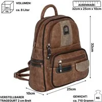 EAAKIE Rucksack Cityrucksack Damenrucksack Tagesrucksack Stadt Rucksack Bagpack, als Schultertasche, Umhängetasche tragbar