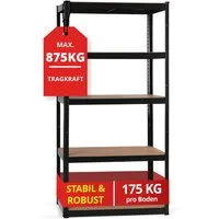 Stagecaptain Schwerlastregal Lagerregal - 5 variabel montierbare Böden - auch als Werkbank umbaubar, Tragkraft pro Boden: 175 kg, gesamt 875 kg