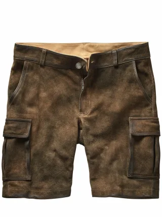 Mey & Edlich Herren Kernige Cargo-Shorts Grün 100 % Ziegenvelours
