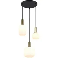 TRIO Leuchten Pendelleuchte DIVA, E27 Hängelampe 3-flammig mit Glasschirm, exkl 3xE27 max 10W, Leuchtmittel wechselbar, warmweiß - kaltweiß, höhenverstellbar bis max 150cm Hängeleuchte Ø 30 cm Wohnzimmer Küche