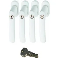 ABUS Fenstergriff ABUS FG200 Weiß, Braun, Silber, SB abschließbarer Fenstergriff, 4er Set weiß, abschließbar, Kindersicherung