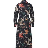 Brigitte von Schönfels Midikleid Hemdblusenkleid mit Vogelmotiven