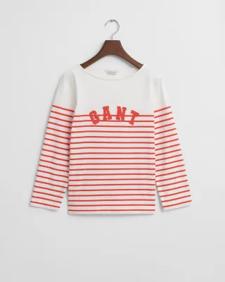 GANT - Breton Striped T-Shirt mit U-Boot-Ausschnitt orange red - Gr. - L
