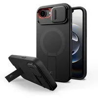 TECH PROTECT Handyhülle Kevlar Aura mit Magnetfunktion Kompatibel mit iPhone 16e Schwarz 6,1, 360° Schutz mit Kameraabdeckung und Ständerfunktion