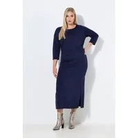 Ulla Popken Midikleid Punto-Midikleid drapiert U-Boot-Ausschnitt 3/4-Arm