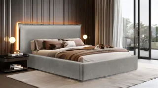 Polsterbett Doppelbett Bett AMADA 160x200cm Komplettset in Stoff Ditra Grau