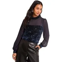Friends Like These Paillettenshirt Friends Like These Bluse mit Stehkragen (1-tlg)
