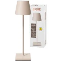 SIGOR LED Tischleuchte Akku-Tischleuchte dünenbeige, Dimmbar, LED fest integriert, Warmweiß