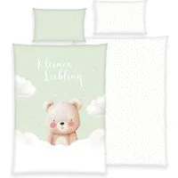 OTTO home Kinderbettwäsche Kleiner Liebling in Gr. 100x135 und 135x200 cm, Renforcé, 2 teilig, aus Baumwolle, mit niedlichem Bärenmotiv & Schriftzug, Babybettwäsche
