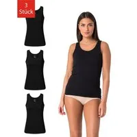 Elsie Unterhemd Tank Top - Tanktop aus 95% Baumwolle mit Stretch in Weiss und Schwarz (Packung, 3-St., 3er-Pack) Basic Top für Frauen extra lang Tops