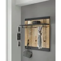 Home affaire Garderobenpaneel Sherwood, Wandregal im Industrial-Style, Flurgarderobe, Garderobe, mit Ablage, Garderobenstange und Haken, in 2 Farben erhältlich