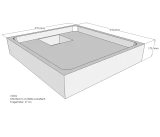 Neuesbad Wannenträger für Bette extraflach 100x90x6,5 SD22028