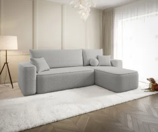 Ecksofa Schlafsofa Sofa AGEPO Stoff Quelle Hellgrau Ottomane Rechts