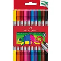 Faber-Castell Filzstift 10 Filzstifte Doppelender fein & breit farbsortiert