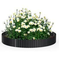 FIVMEN Beetumrandung Rasenkante 5m/10m Beetbegrenzung aus Metall Beeteinfassung, Wellig, 15cm/18 Hoch, Silber/Schwarz