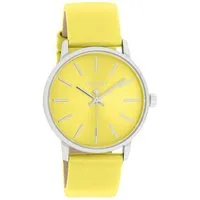 OOZOO Quarzuhr Damenuhr – Elegante Damen-Armbanduhr mit gelbem Zifferblatt C11462, und Lederarmband, 36 mm