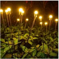 LETGOSPT LED Solarleuchte 1/2/4er -Pack Solarlampen für Außen Garten, Glühwürmchen Leuchte, LED fest integriert, Warmweiß, 8 LED Glühwürmchen Solarleuchten für Garten,IP65 Wasserdicht