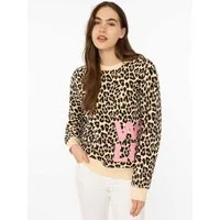 Zwillingsherz Hoodie "WILD AOP" Crew-Neck, Rippbündchen, Print vorne und hinten, Leomuster