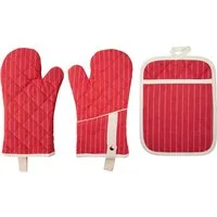 stuco Topfhandschuhe gestreift, (Set, 3-tlg., bestehend aus 2x Ofenhandschuh, 1x Küchengreifhilfe)