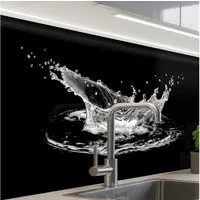 KitchenYeah Küchenrückwand Muster selbstklebend (keine Folie) Wasser - Splash - Wasser - Schwarz, (1-tlg), Spritzschutz, Küche, Rückwand, Küchenwand, Küchenfront, 30x20 cm