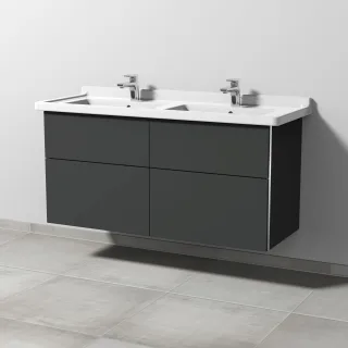 Sanipa 3way Waschtischunterbau zu Duravit Starck 3 Waschtisch mit 4 Auszügen, Graphit-Matt BP7131B
