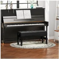 HOMCOM Klavierbank Klavierhocker mit Stauraum Pianobank bis 220 KG Belastbar (Pianobank, 1-St., Klavierhocker), Kunstleder, Schwarz, 105 x 37 x 48-58 cm